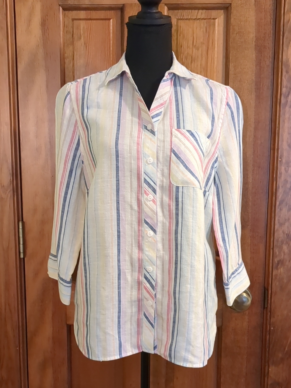 Chico's Linen Pastel Button Down Shirt
